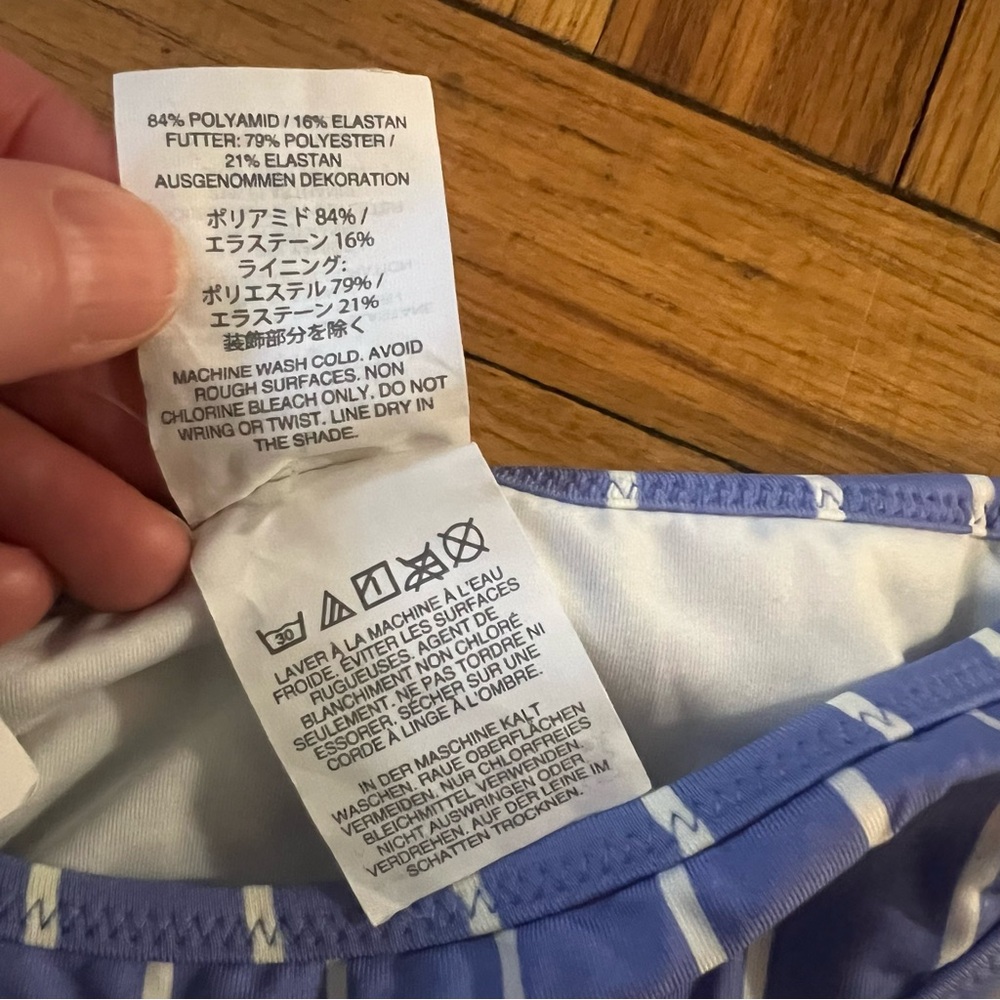 J.Crew Bikini Set -  Light Blue and White Striped String - Top M Bottom L - Picture 7 of 13